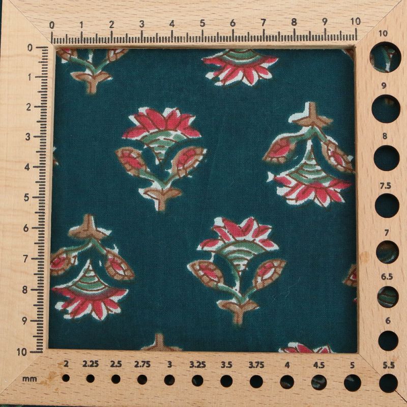 Tissu indien coton hand block traditionnel bleu canard