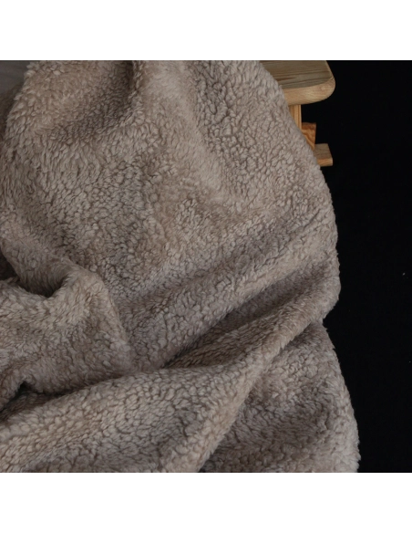 Colby - Fausse fourrure / Moumoute / Sherpa de coton taupe clair