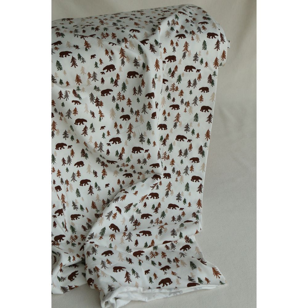 Jersey coton à motif forêt ours brun