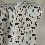Jersey coton à motif forêt ours brun