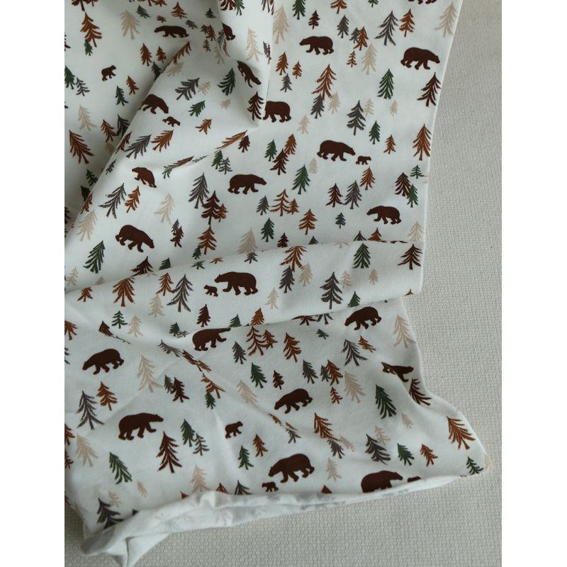 Jersey coton à motif forêt ours brun