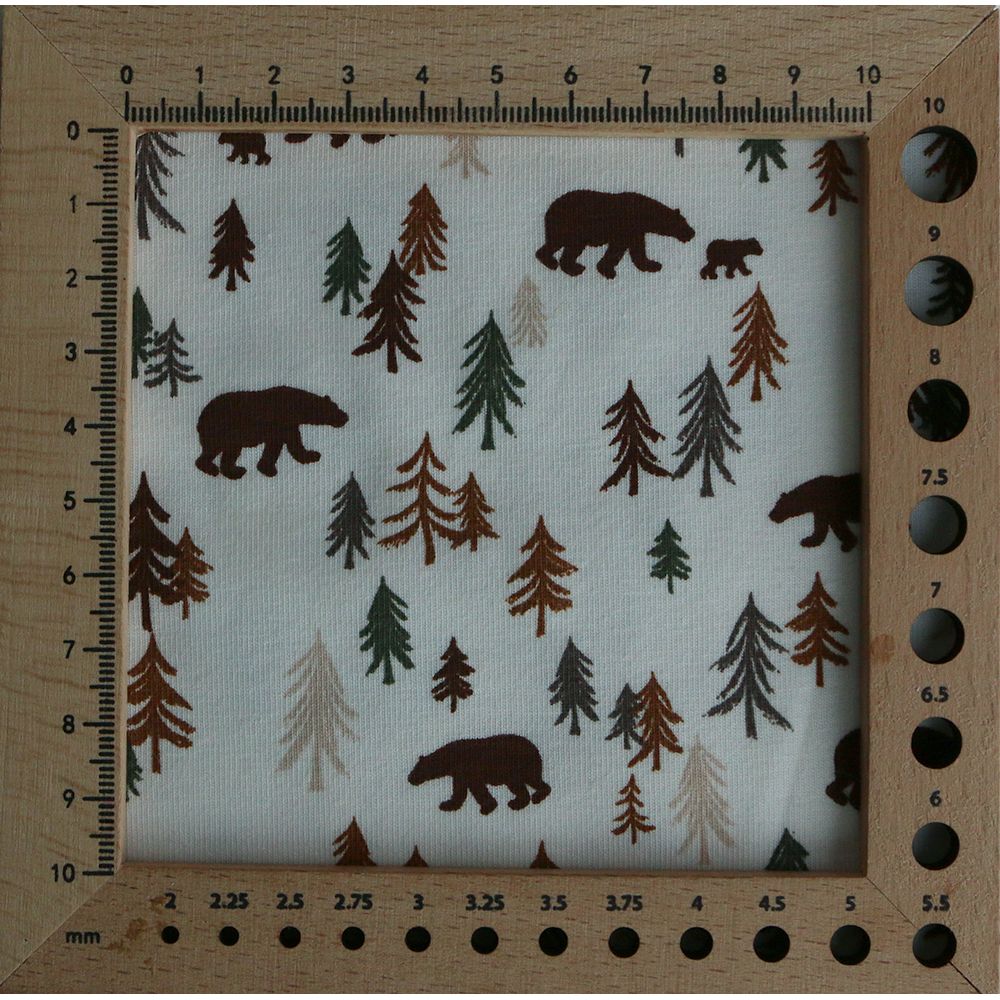 Jersey coton à motif forêt ours brun
