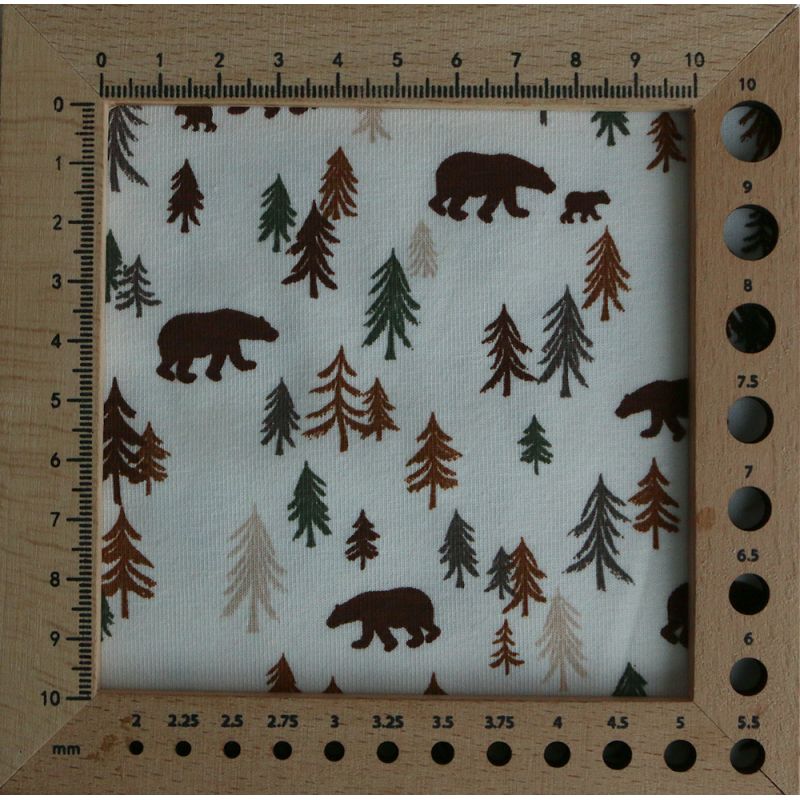 Jersey coton à motif forêt ours brun