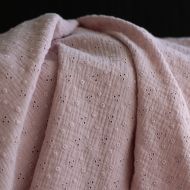 Adèle - Double gaze de coton brodée coloris rose pétale