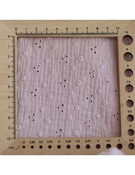 Adèle - Double gaze de coton brodée coloris rose pétale