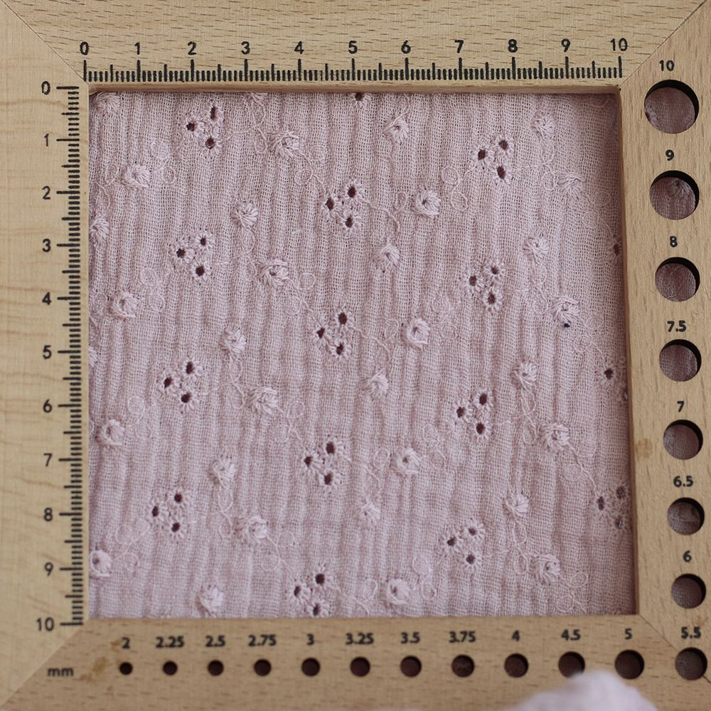 Adèle - Double gaze de coton brodée coloris rose pétale