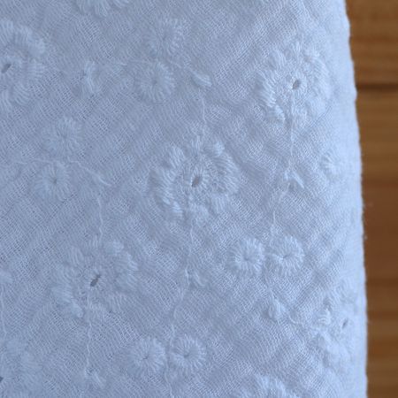 Double gaze de coton Suzy brodée coloris blanc