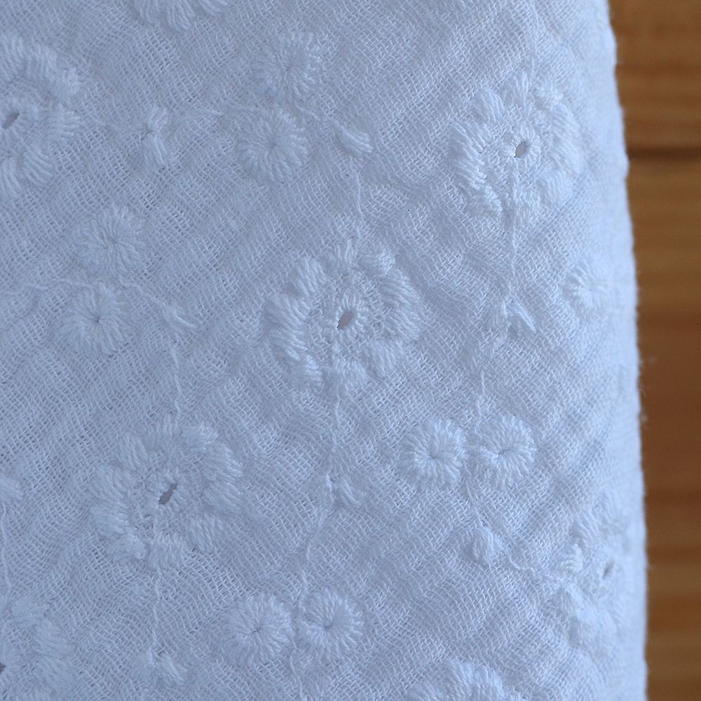 Double gaze de coton Suzy brodée coloris blanc