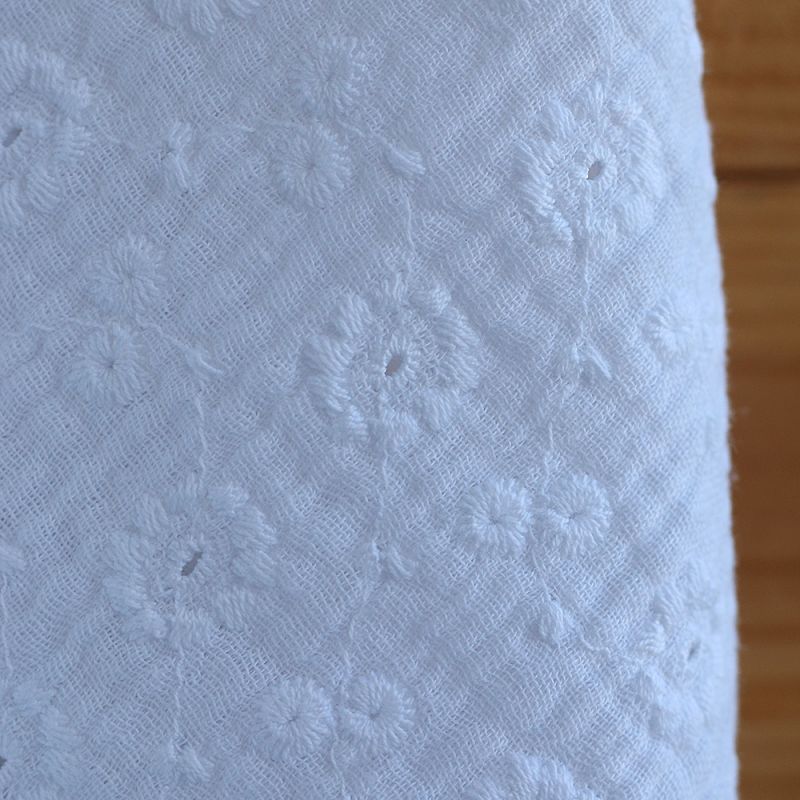 Double gaze de coton Suzy brodée coloris blanc