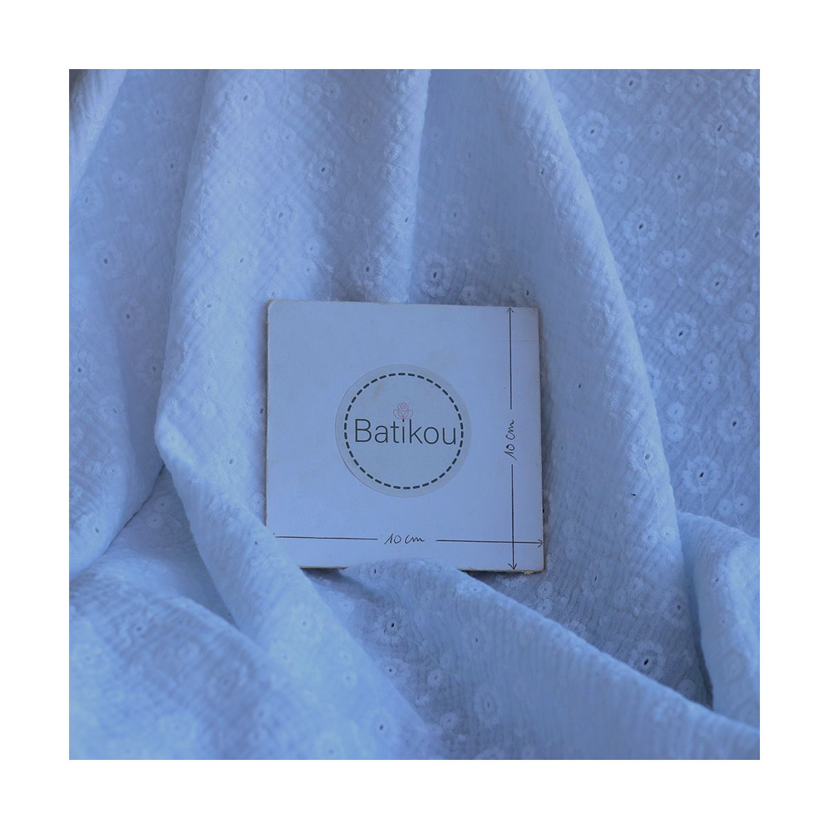 Double gaze de coton Suzy brodée coloris blanc