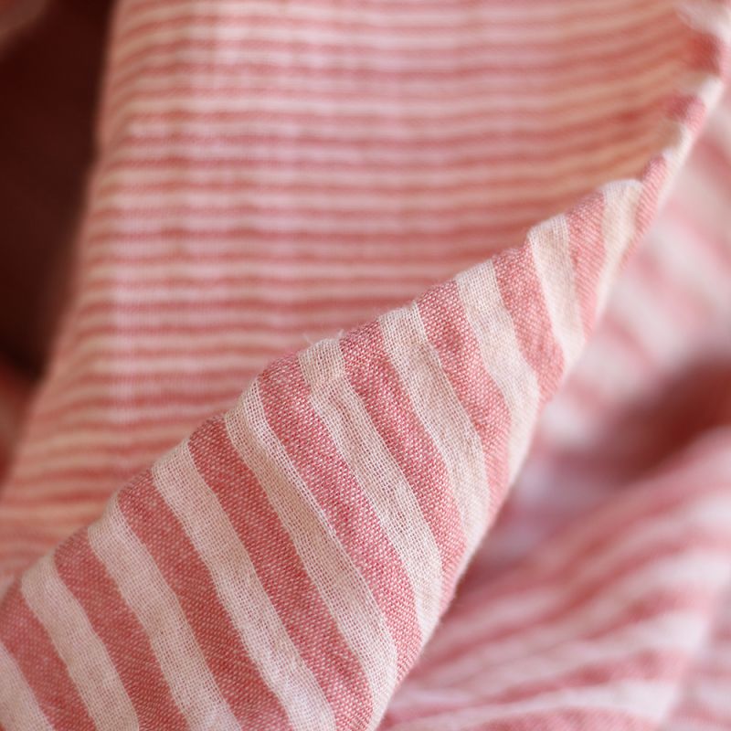 Double gaze de coton réversible rayures corail
