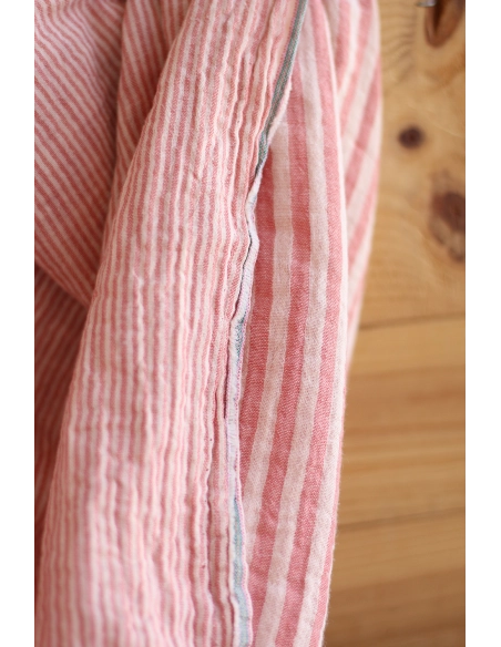 Double gaze de coton réversible rayures corail