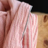 Double gaze de coton réversible rayures corail