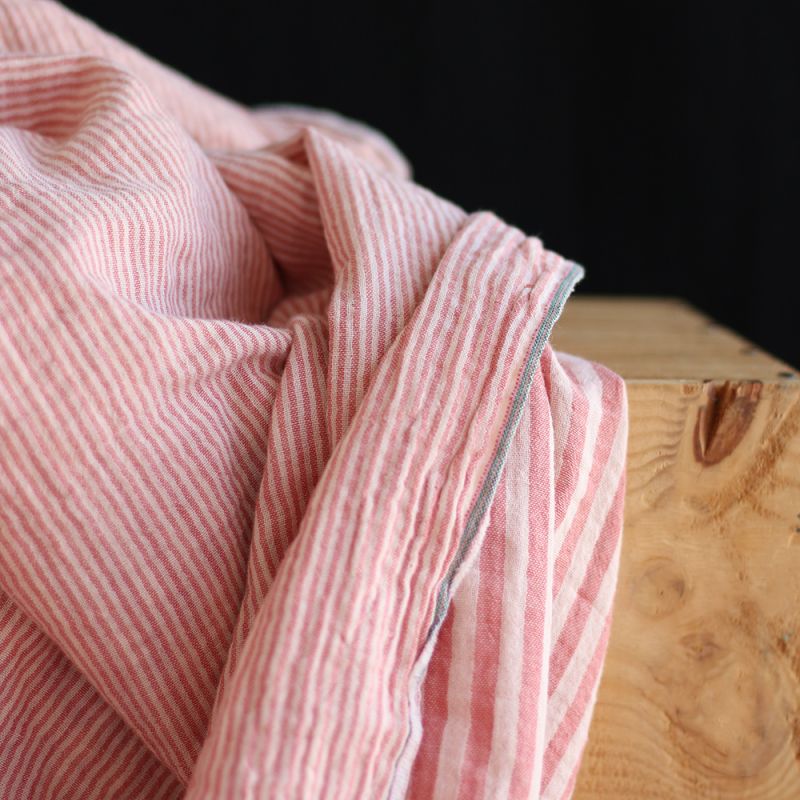 Double gaze de coton réversible rayures corail