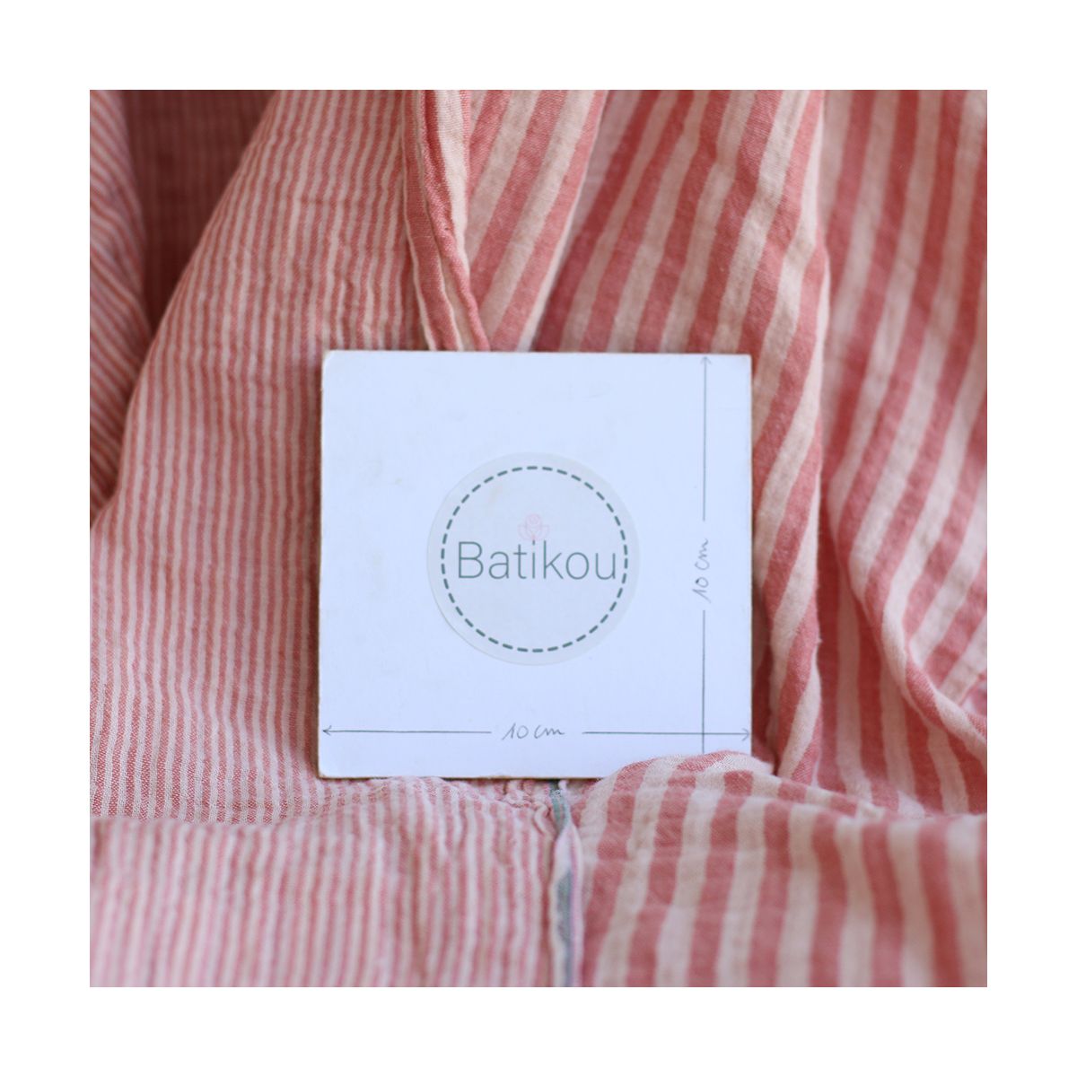 Double gaze de coton réversible rayures corail Double gaze de coton réversible rayures corail