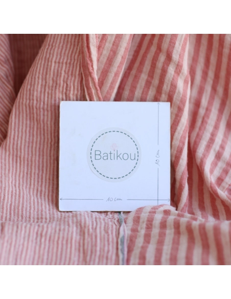 Double gaze de coton réversible rayures corail