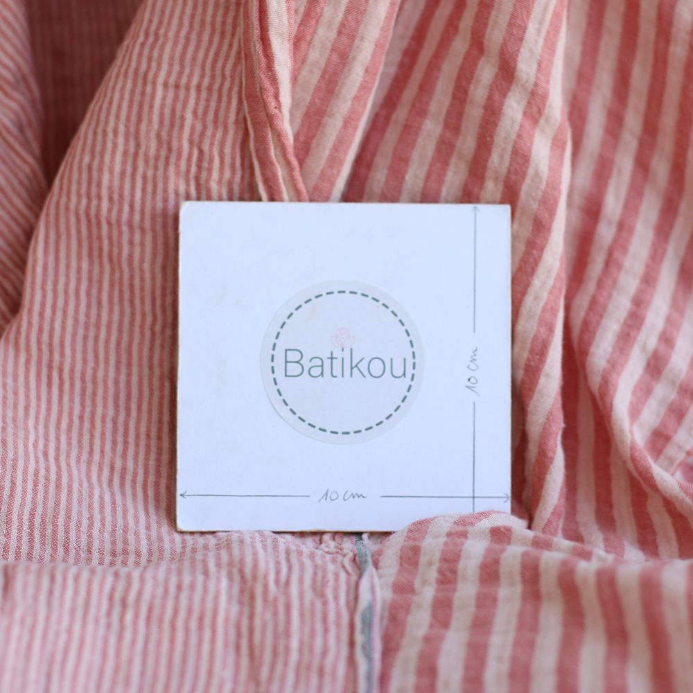 Double gaze de coton réversible rayures corail