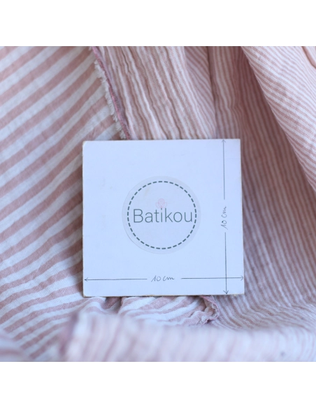 Double gaze de coton réversible rayures vieux rose