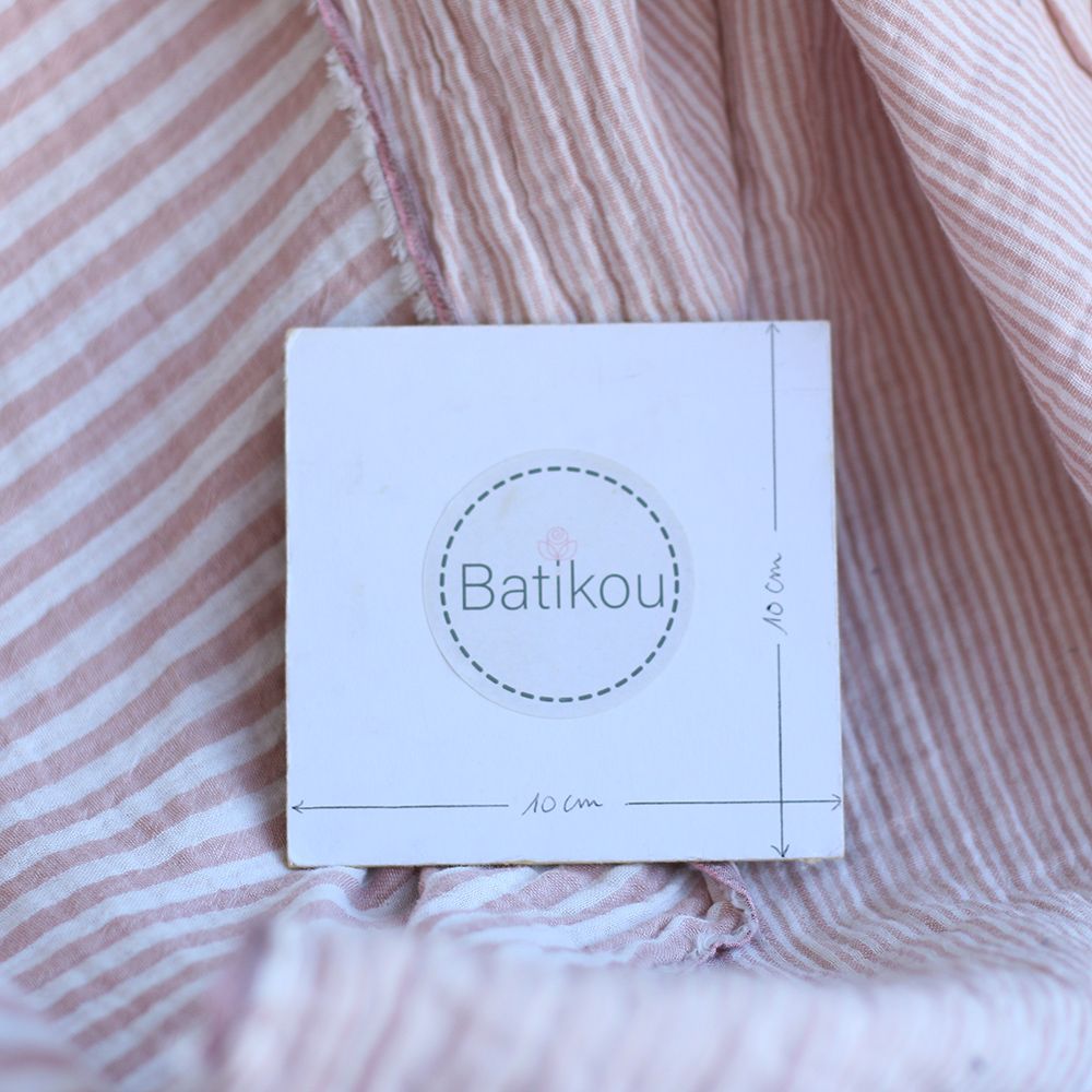 Double gaze de coton réversible rayures vieux rose