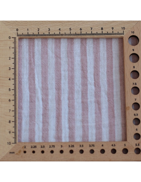 Double gaze de coton réversible rayures vieux rose
