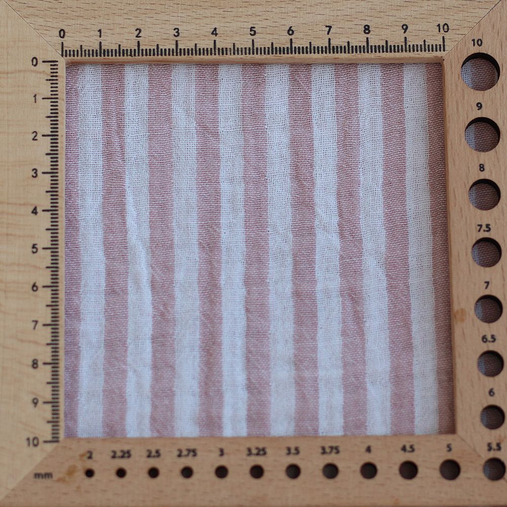 Double gaze de coton réversible rayures vieux rose