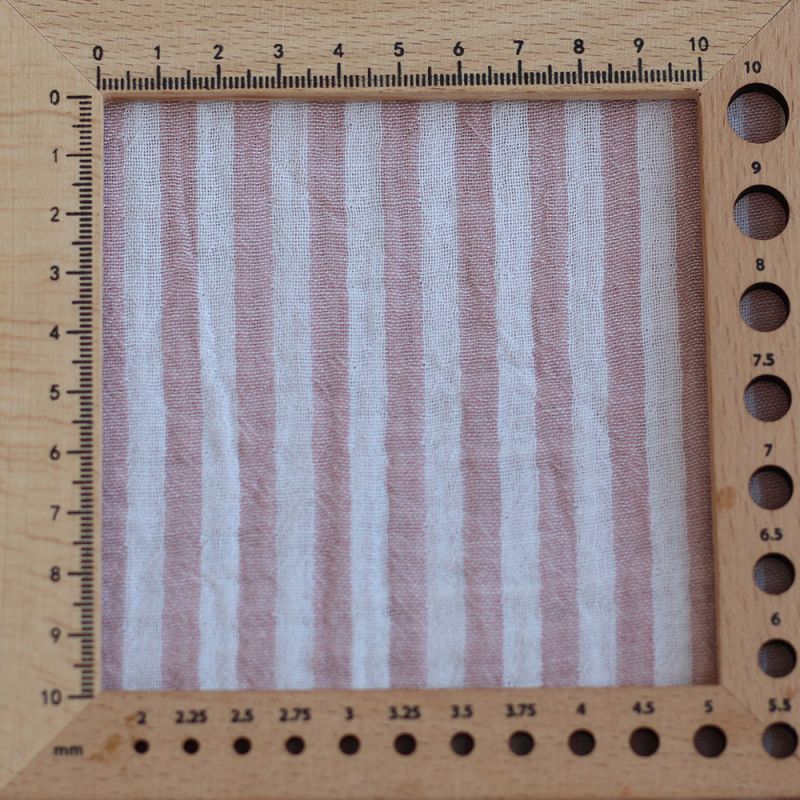 Double gaze de coton réversible rayures vieux rose