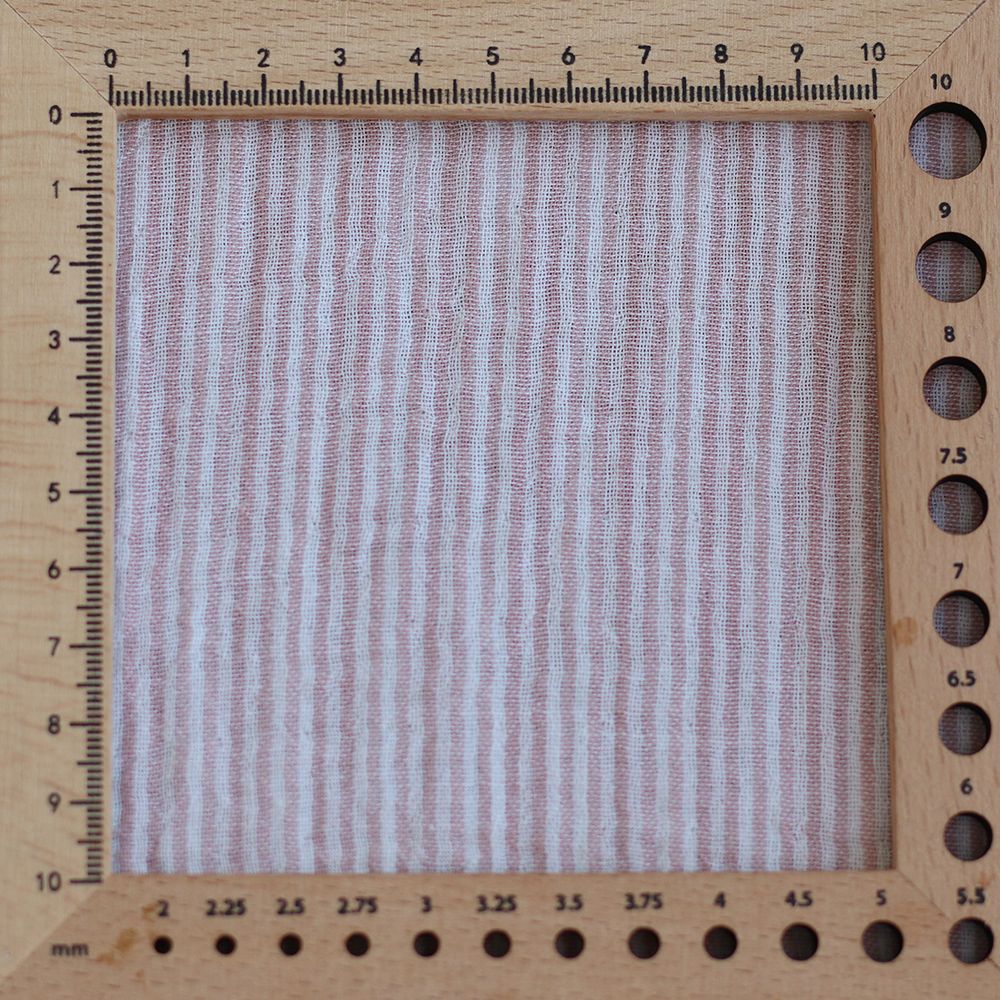 Double gaze de coton réversible rayures vieux rose