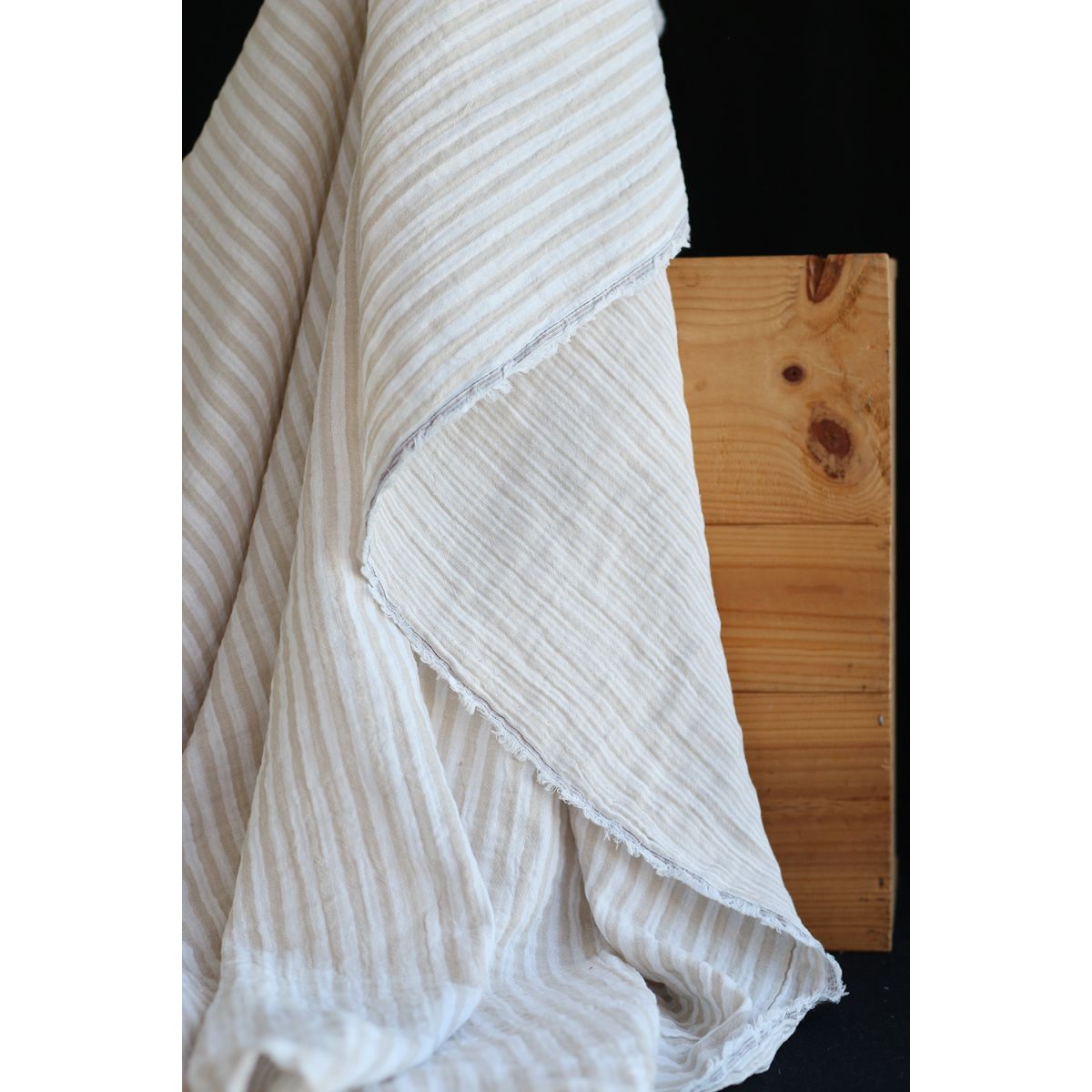 Double gaze de coton réversible rayures galet Double gaze de coton réversible rayures galet