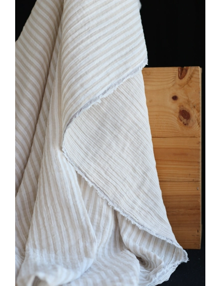 Double gaze de coton réversible rayures galet