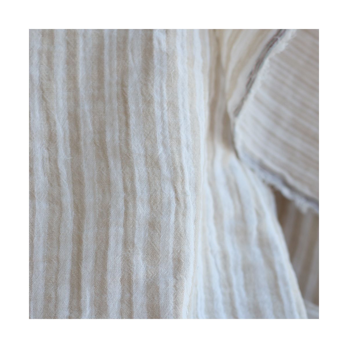 Double gaze de coton réversible rayures galet Double gaze de coton réversible rayures galet