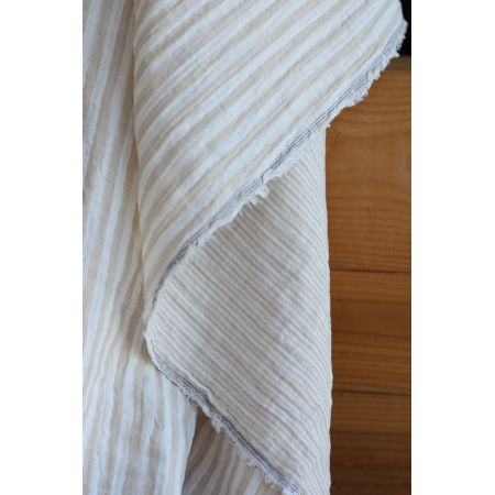 Double gaze de coton réversible rayures galet Double gaze de coton réversible rayures galet