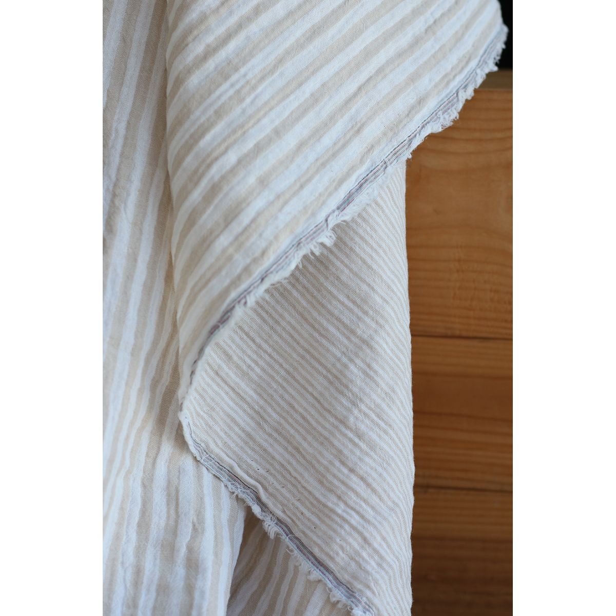 Double gaze de coton réversible rayures galet Double gaze de coton réversible rayures galet