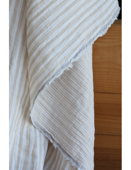 Double gaze de coton réversible rayures galet