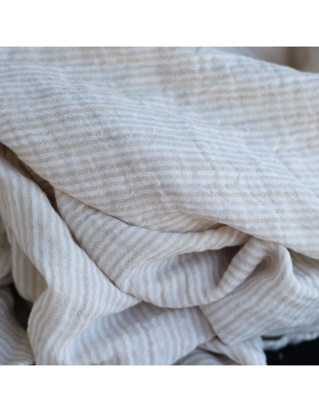 Double gaze de coton réversible rayures galet