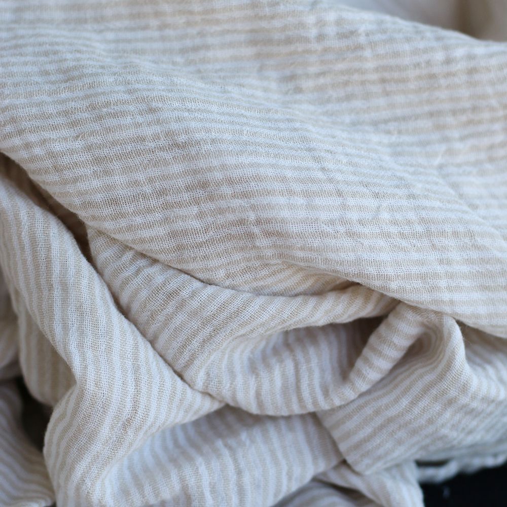 Double gaze de coton réversible rayures galet