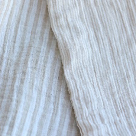 Double gaze de coton réversible rayures galet Double gaze de coton réversible rayures galet