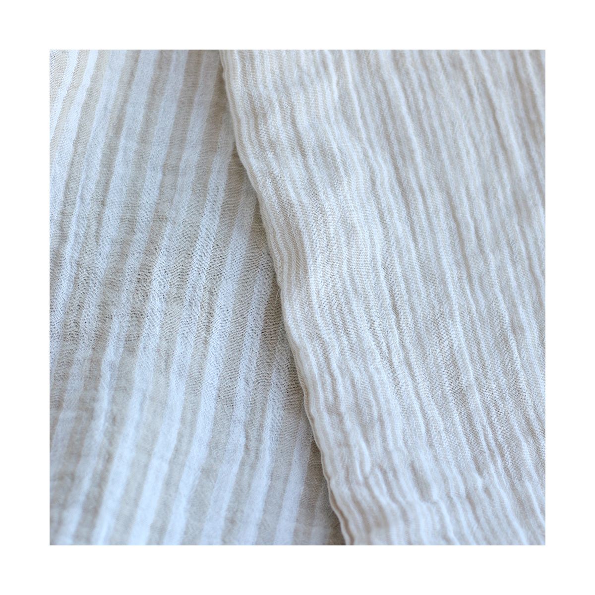 Double gaze de coton réversible rayures galet Double gaze de coton réversible rayures galet