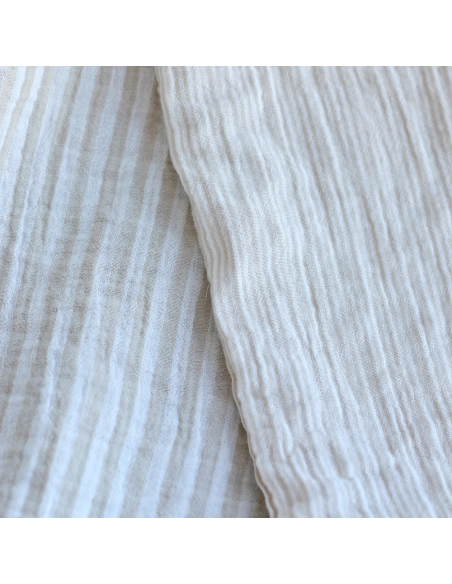 Double gaze de coton réversible rayures galet