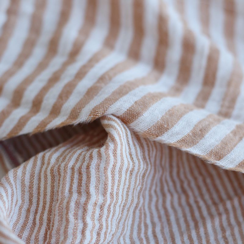 Double gaze de coton réversible rayures caramel