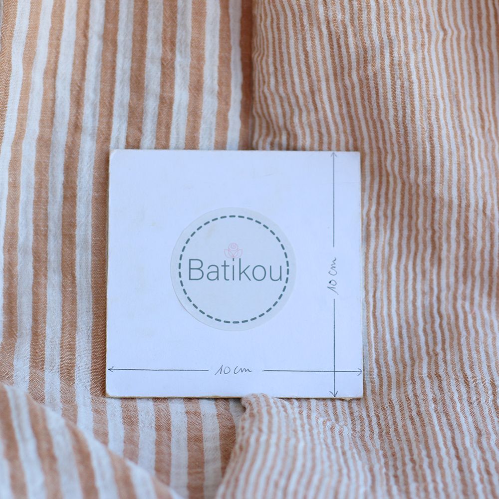 Double gaze de coton réversible rayures caramel