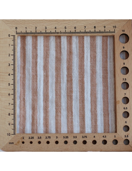 Double gaze de coton réversible rayures caramel