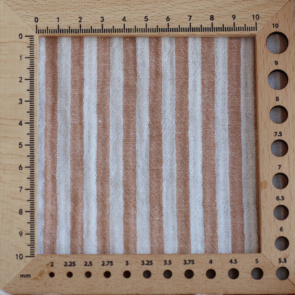 Double gaze de coton réversible rayures caramel