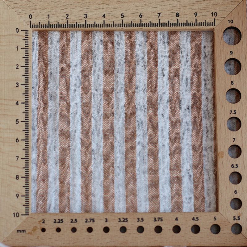 Double gaze de coton réversible rayures caramel