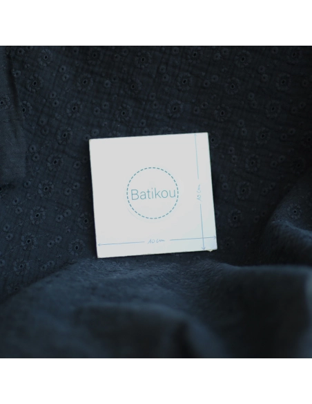 Double gaze de coton Suzy brodée coloris noir