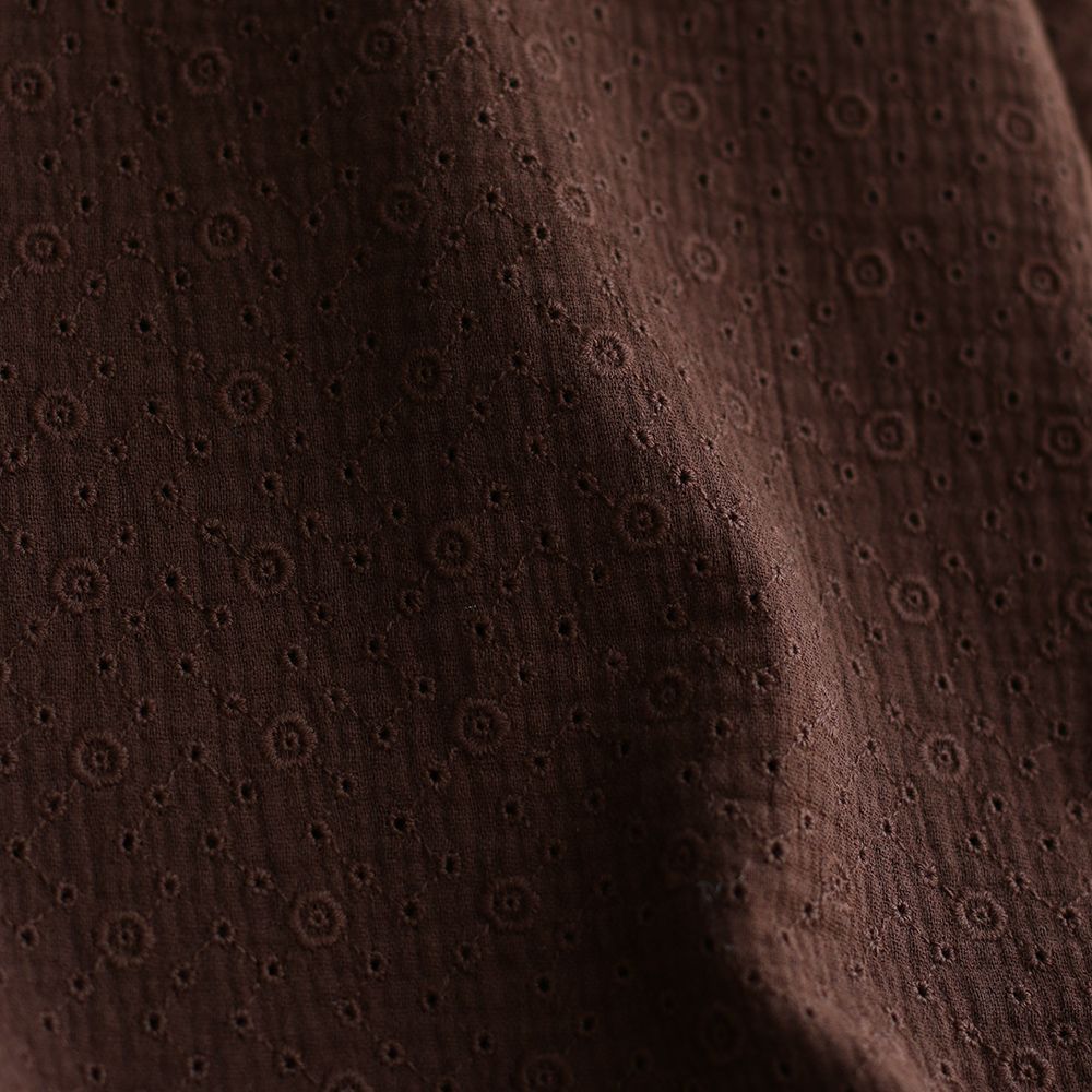 Double gaze de coton Suzy brodée coloris marron