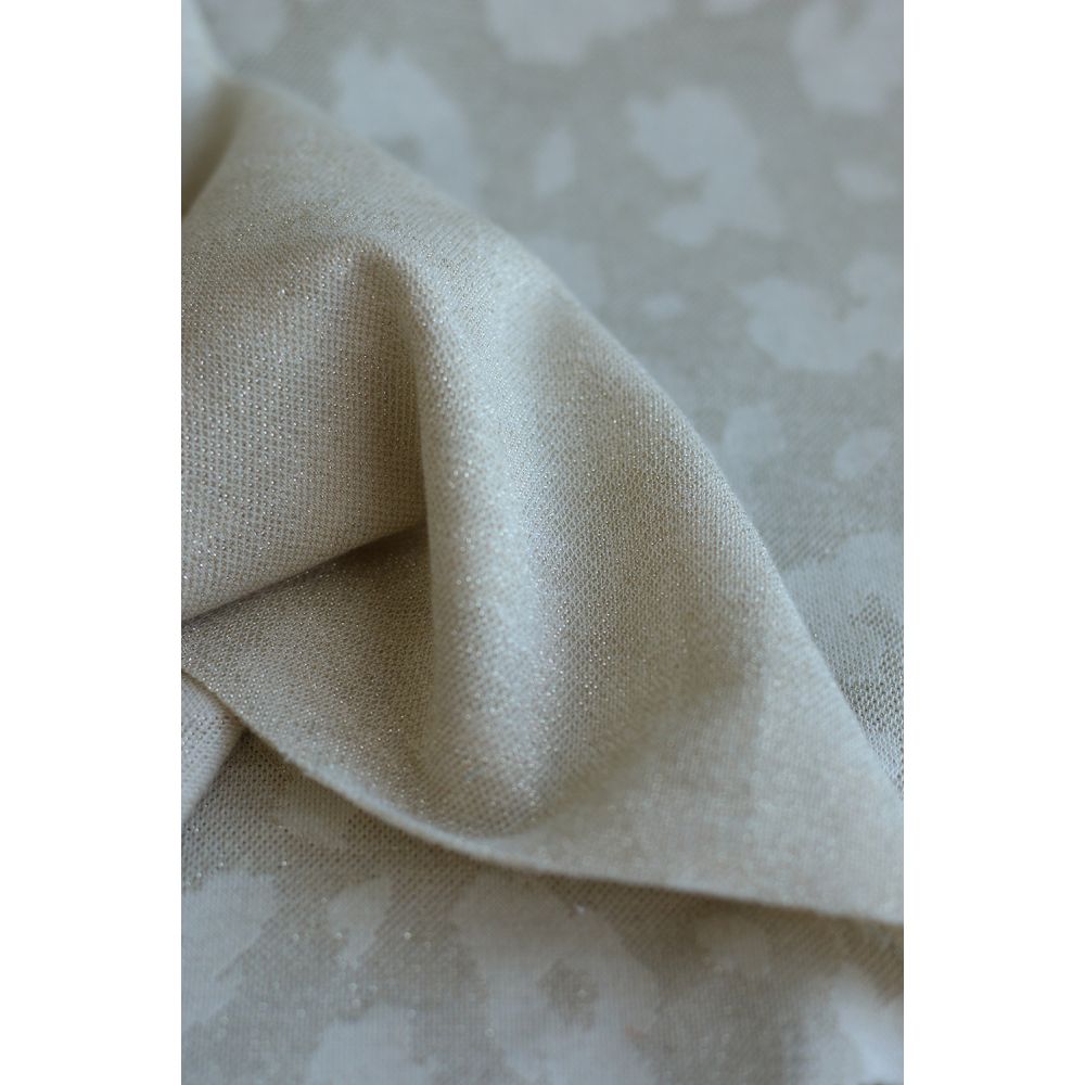 Jersey jacquard à motif graou ton sur ton écru doré