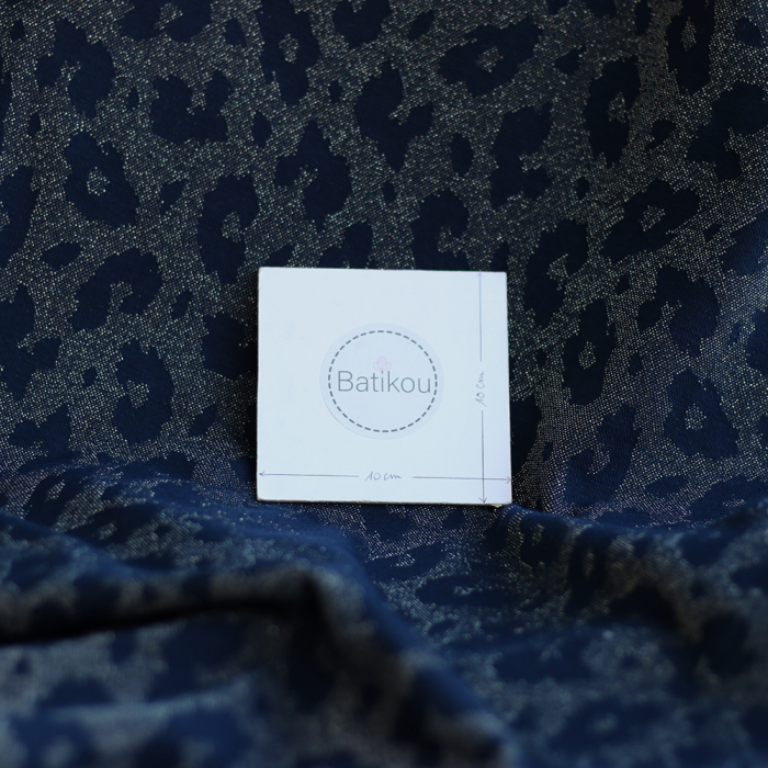 Jersey jacquard à motif graou ton sur ton bleu marine doré