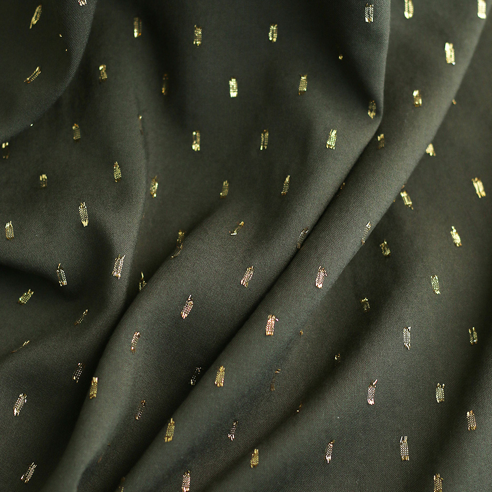 Viscose uni plumetis doré coloris vert kaki