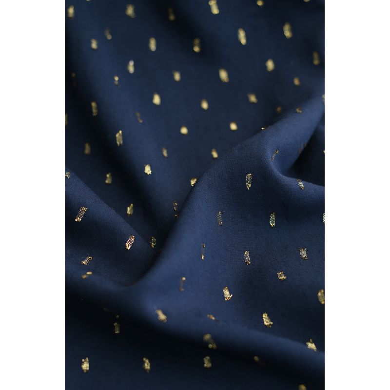 Viscose uni plumetis doré coloris bleu marine
