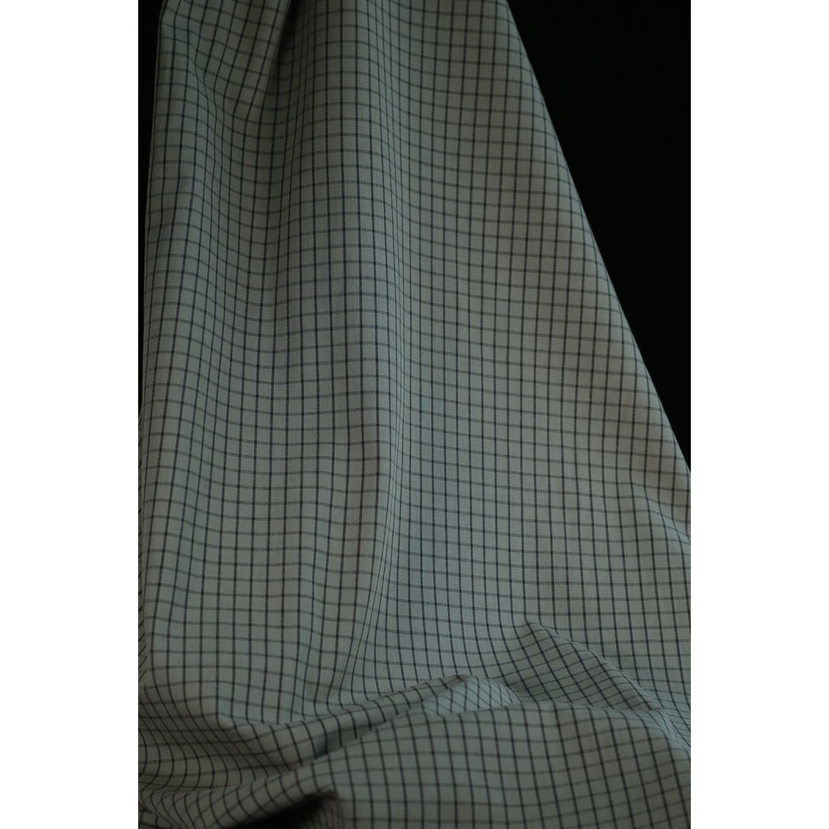 Jules - Popeline de coton tissé carreaux anthracite kaki clair